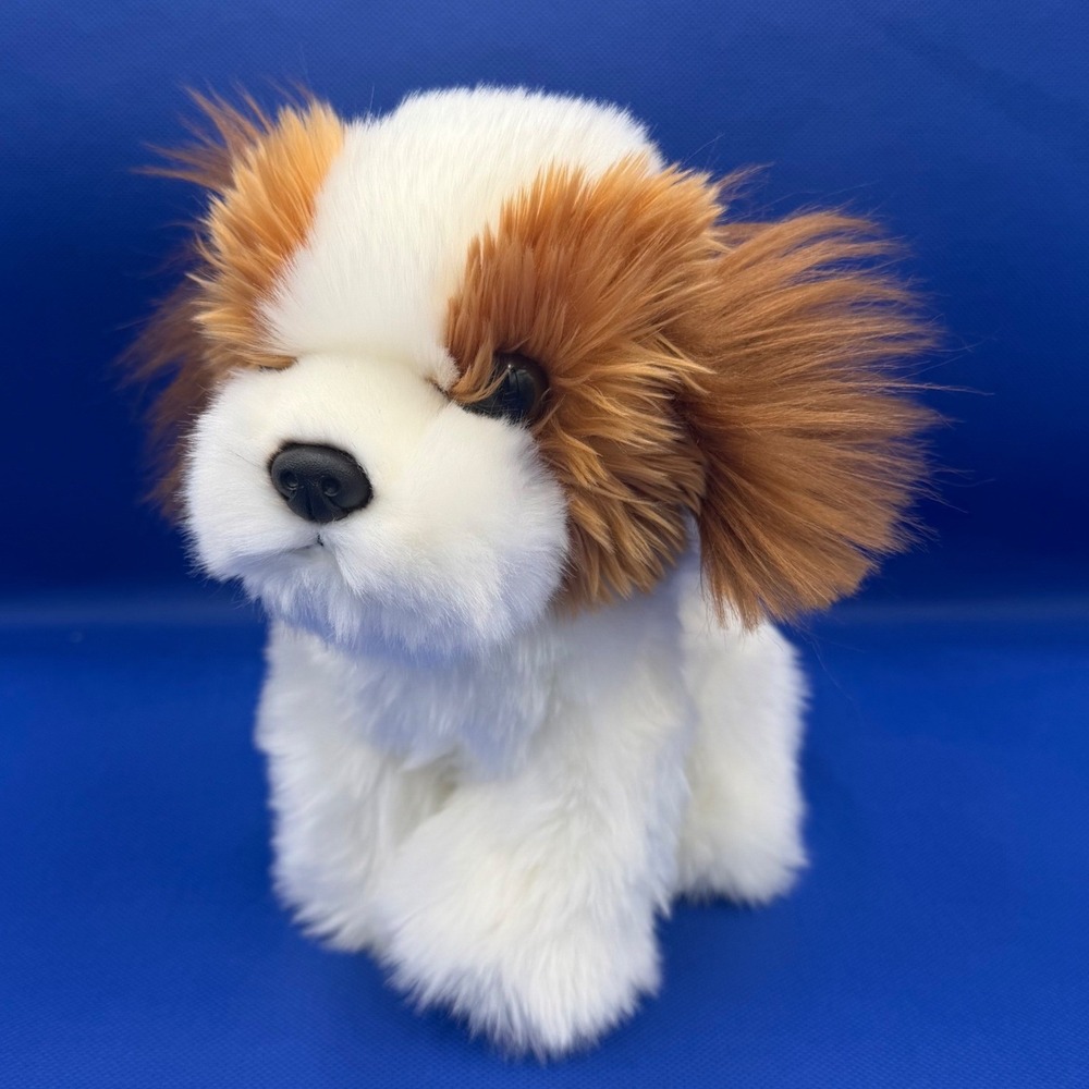 Miyoni by Aurora White Tan Spaniel Puppy Dog Plush Stuffed Animal Fluffy